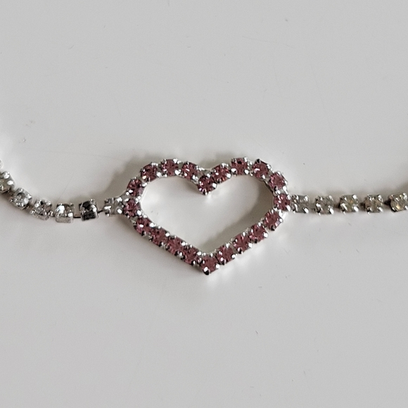 Avon Jewelry - Avon | Sparkling Chain With Rhinestone Heart Accent Anklet Pink
